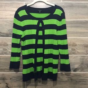 Talbots 3/4 Length Sleeve Striped Cardigan